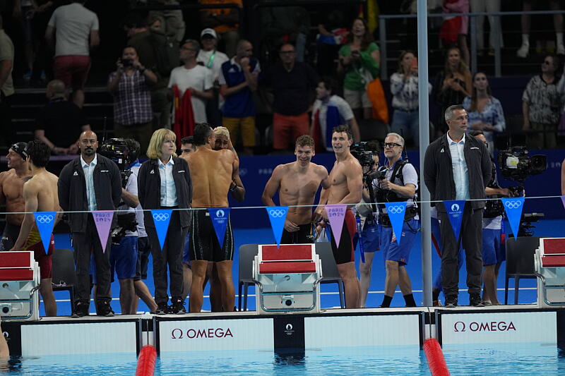 Maxime Grousset, Léon Marchand, Florent Manaudou et Yohann Ndoye Brouard 