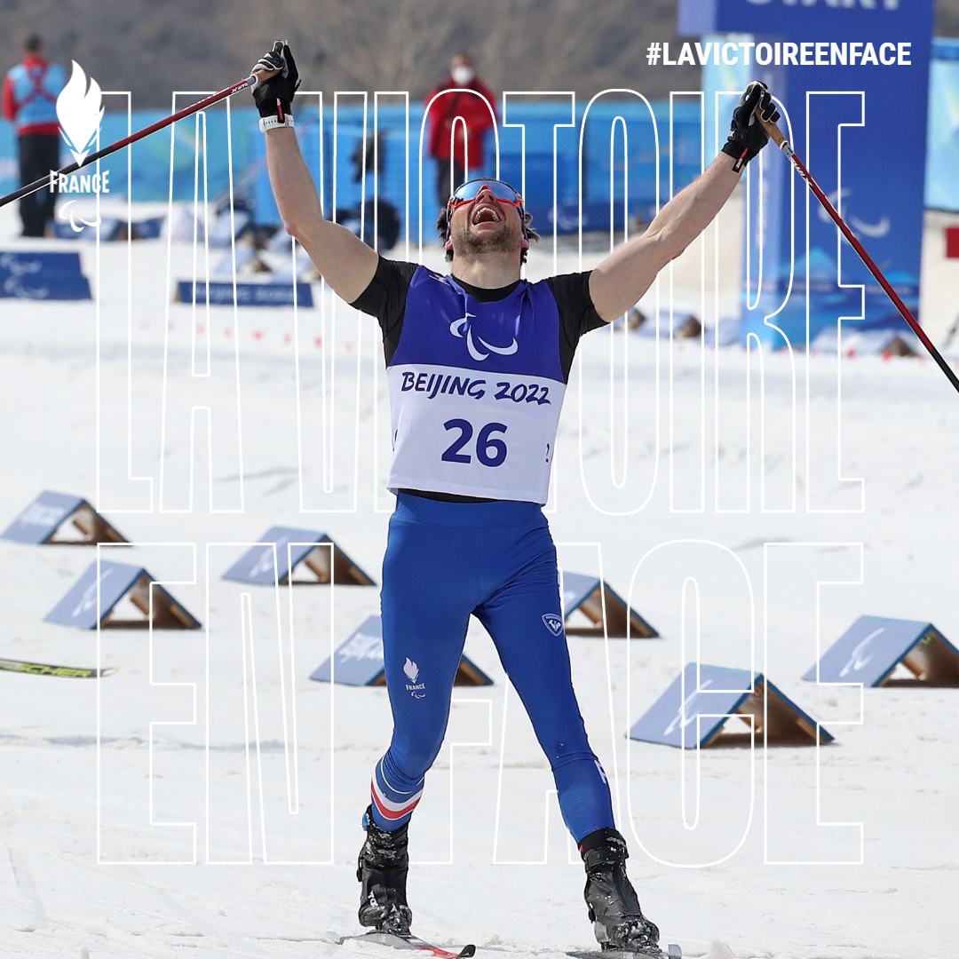 Benjamin Daviet La victoire en face Pékin 2022 Champion Paralympique en para ski de fond Médaille d'or sprint